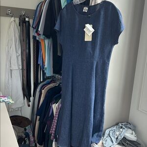 MaxMara Navy linen Midi Dress (NWT)